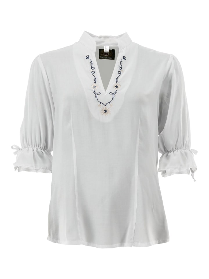 

Традиционная блузка селуво белого и василькового цветов OS-Trachten