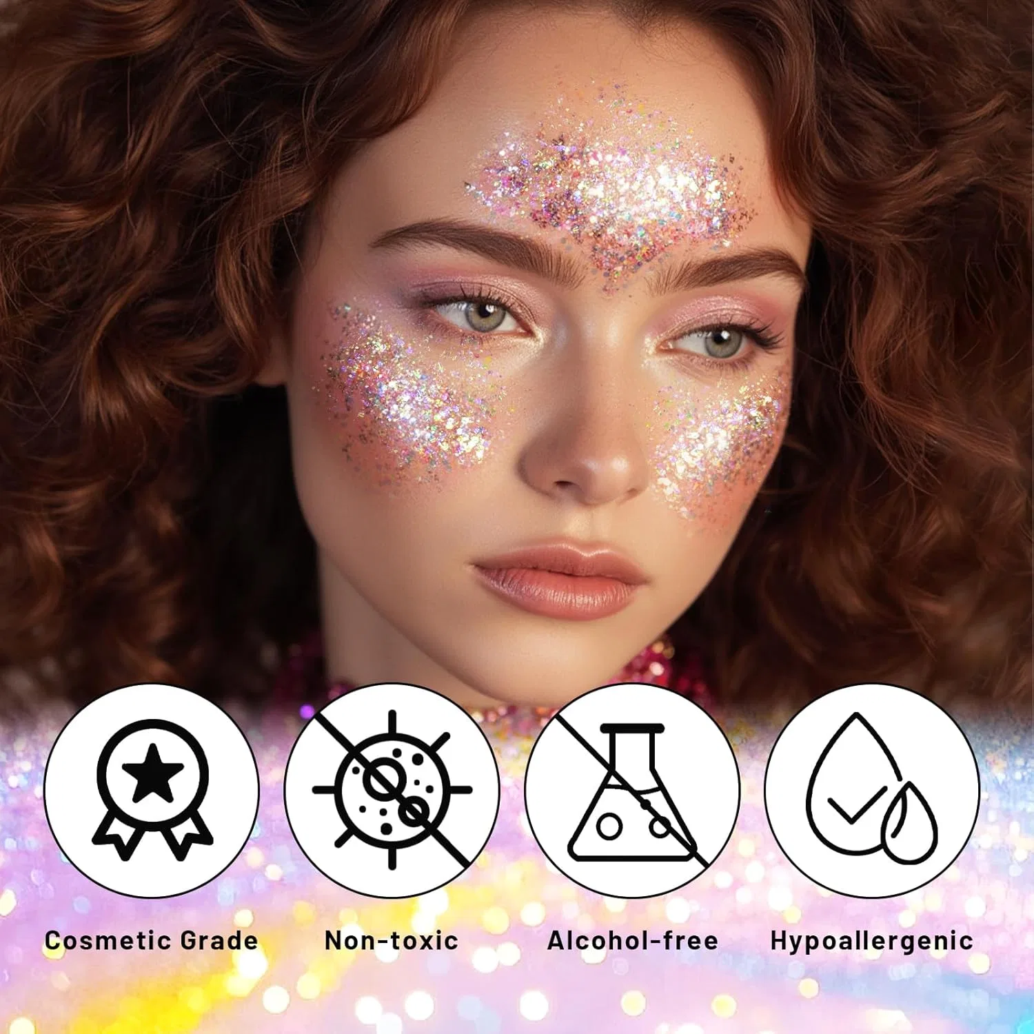 Глиттер-стик для лица и тела Prreal Sparkly Face Glitter Gel Makeup, радужный Prreal, 11 Rainbow — фото 3