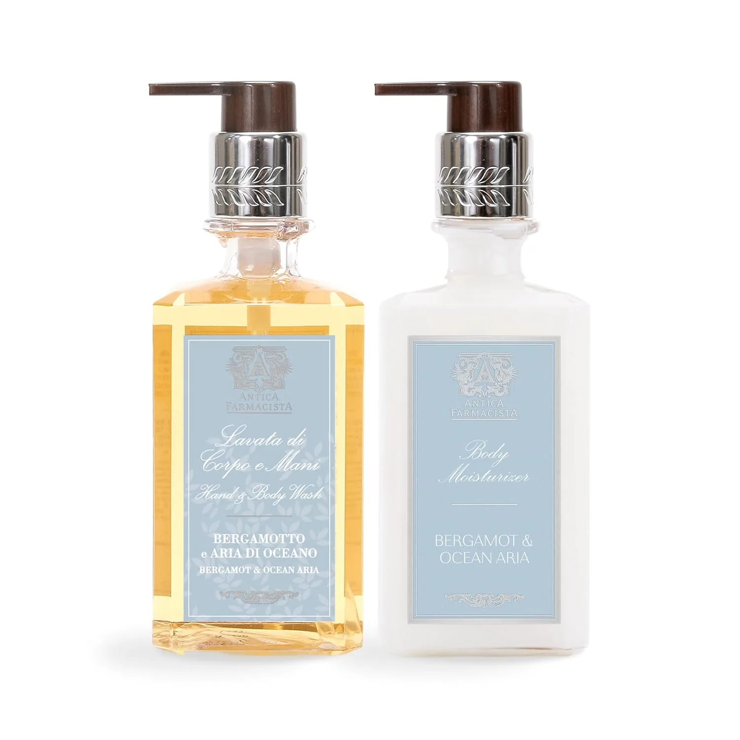 Набор Antica Farmacista Ambiance Bundle - увлажняющий крем для тела, 283 мл, и гель для душа и рук, 283 мл - Бергамот и Океаническая ария, white