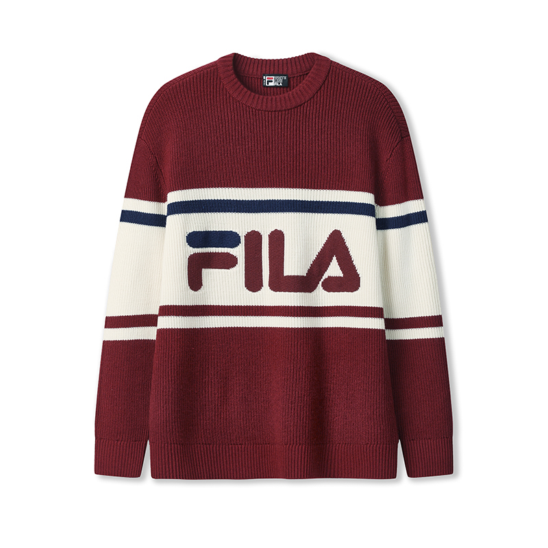 

ORIGINALE Вязаный свитер Unisex Dark Umber Burgundy FILA, Dark Umber Burgundy