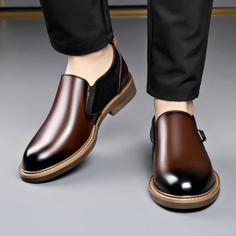Лоферы Slip-On с боковой молнией, кожаные, коричневые DHFIRUFSHLO — фото 2