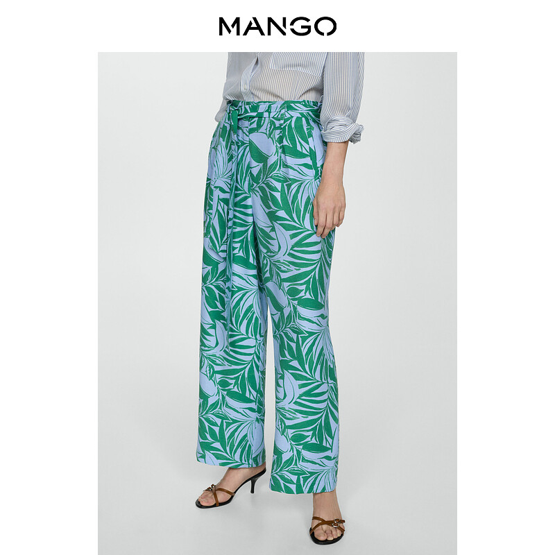 

Женские брюки Mango элегантные широкие, зеленый