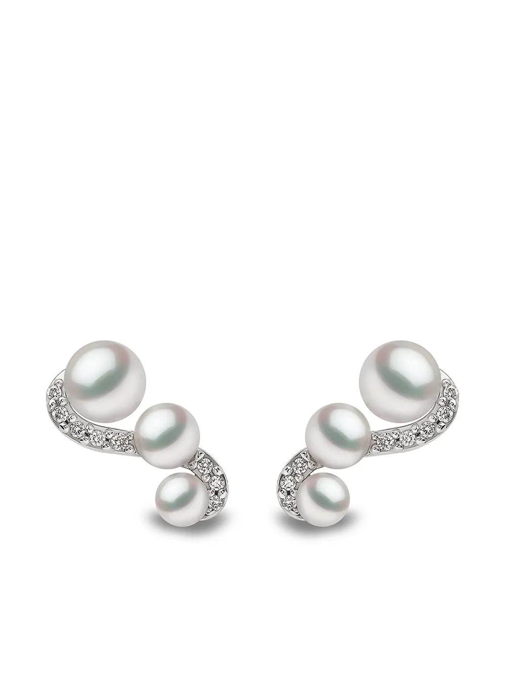 

Серьги-гвоздики Sleek из белого золота с жемчугом и бриллиантами Yoko London, серебяный
