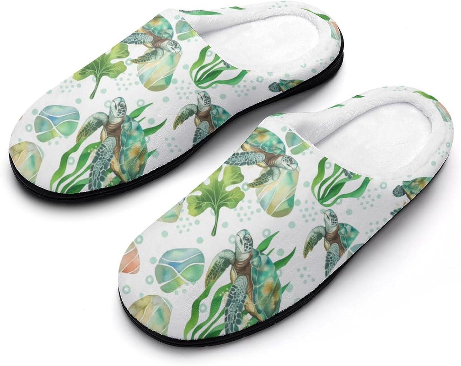 

Мужские хлопковые тапочки с милым енотом, держащим сердце, для дома и улицы, теплые, уютные, мягкие, с нескользящей подошвой Daihanle, Sea Turtle and Seaweed