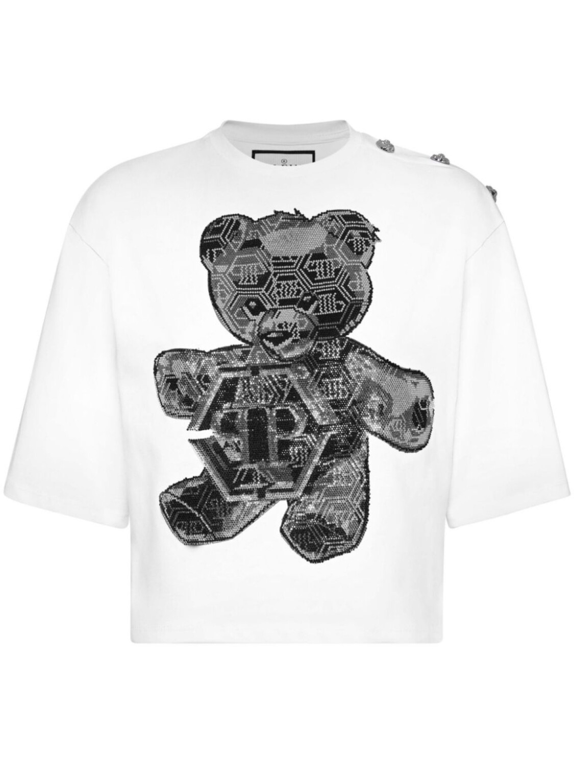 

Philipp Plein укороченная футболка с принтом плюшевого мишки