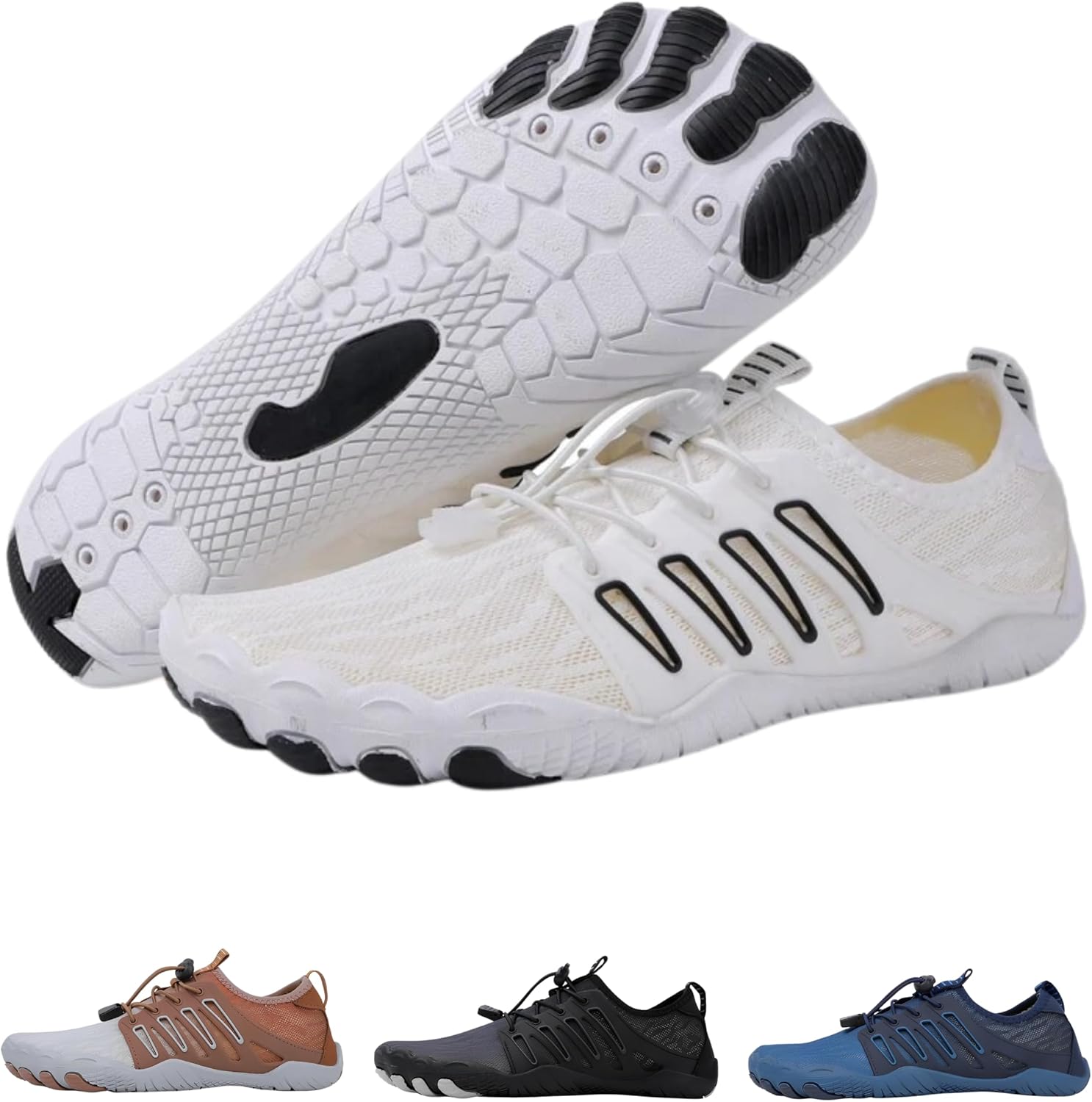 

Кроссовки Colson Pro Barefoot для мужчин и женщин - легкие, нескользящие, быстросохнущие минималистичные кроссовки с широким носком, поддержкой свода стопы и гибкой тонкой подошвой для ходьбы, бега и занятий в спортзале Hike Footwear, белый/черн...