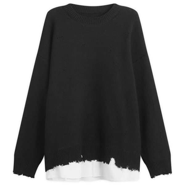 

Хлопковый ребристый воротник с эффектом потертости Mm6 Maison Margiela, черный