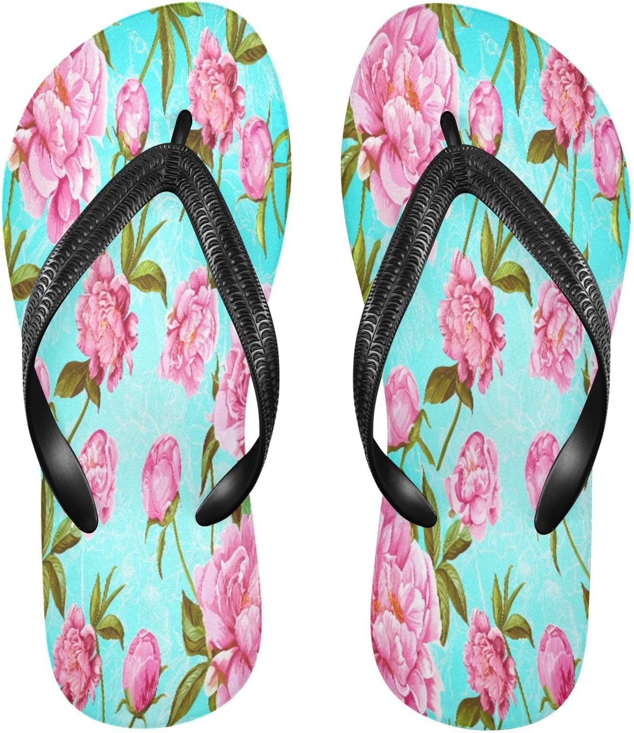 

Сланцы с листьями пиона, бирюзовые, пляжные, резиновые, нескользящие, летние тапочки, обувь для мужчин и женщин для ходьбы Sinestour