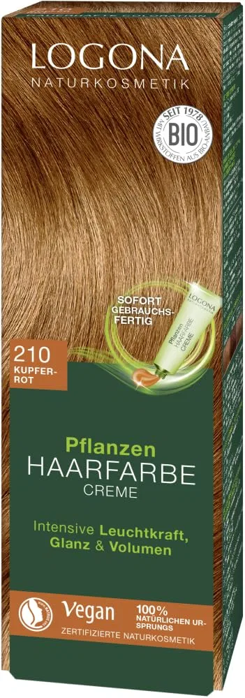 Крем-краска для волос Logona Plant Hair Colour 210 Медно-красный, 2 x 150 мл Logona