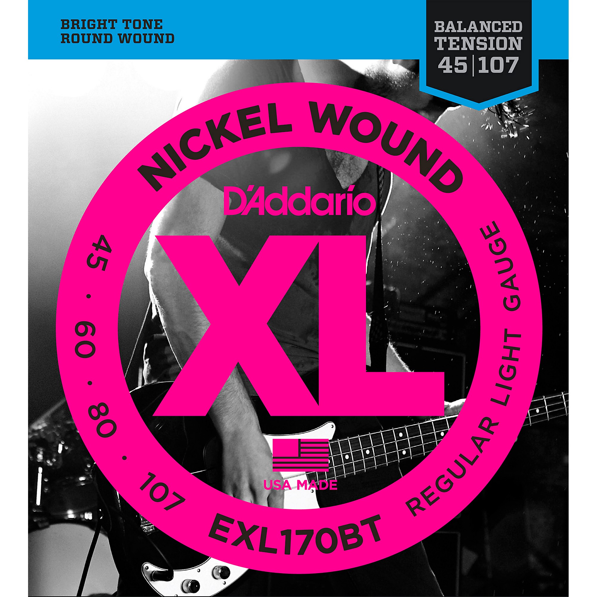 

Набор длинных струн для электробаса D'Addario EXL170BT Balanced Tension 45-107