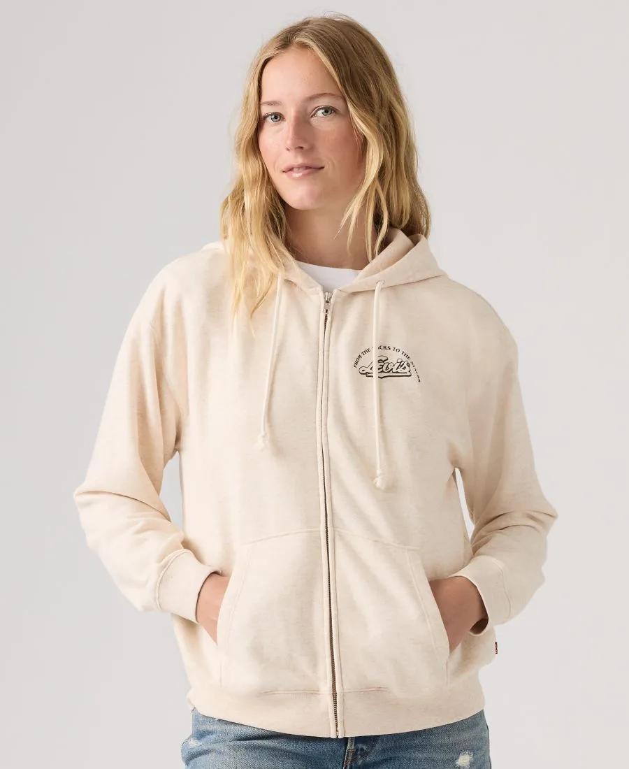 Женская повседневная толстовка на молнии с графическим принтом Levi's, batwing turntable oatmeal heather серый