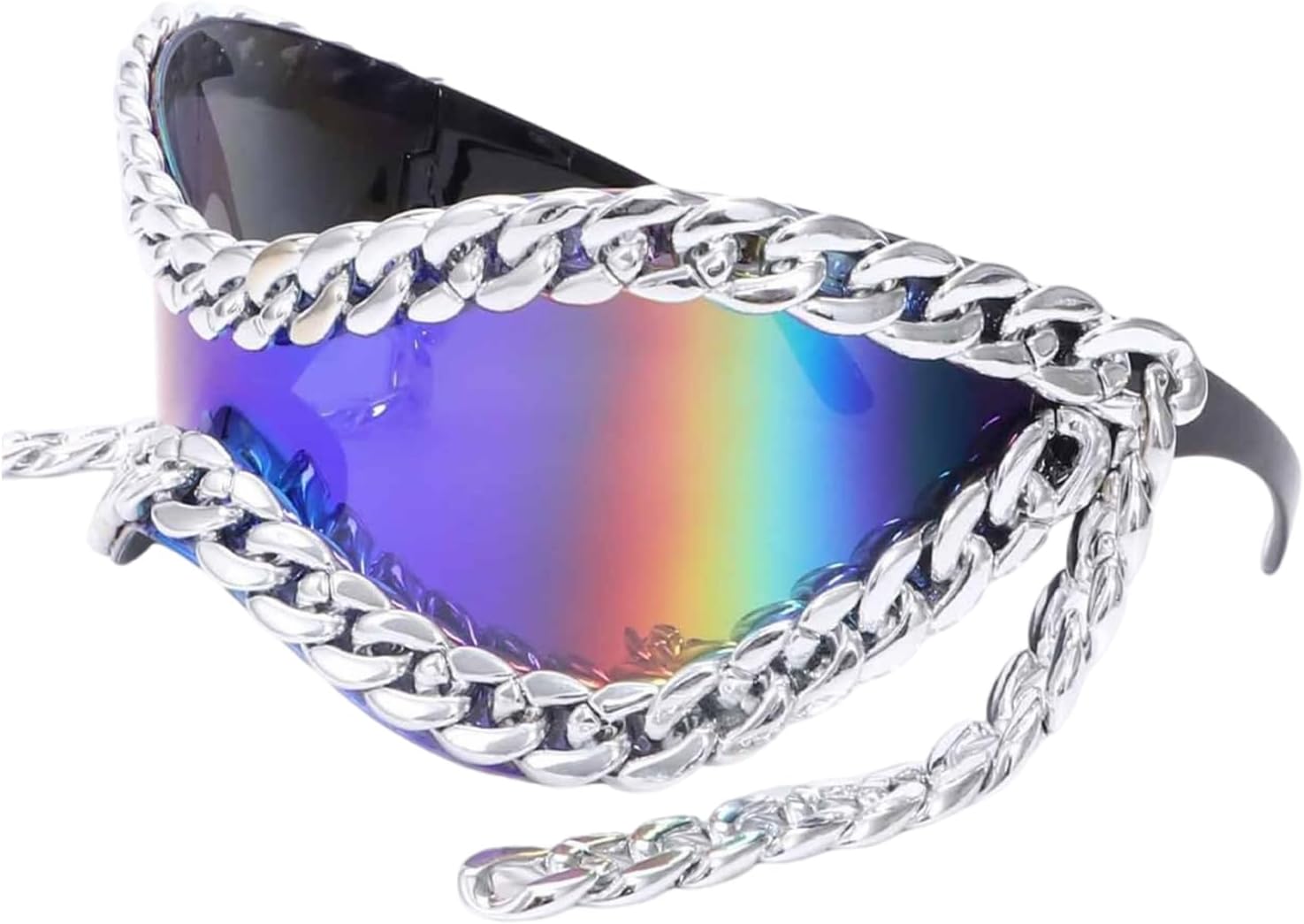 

Современные солнцезащитные очки в металлической оправе с цепочкой, защита от УФ-излучения UV400, популярные очки в стиле панк 2000-х годов для повседневного использования AOOOWER, True Green Color Sil