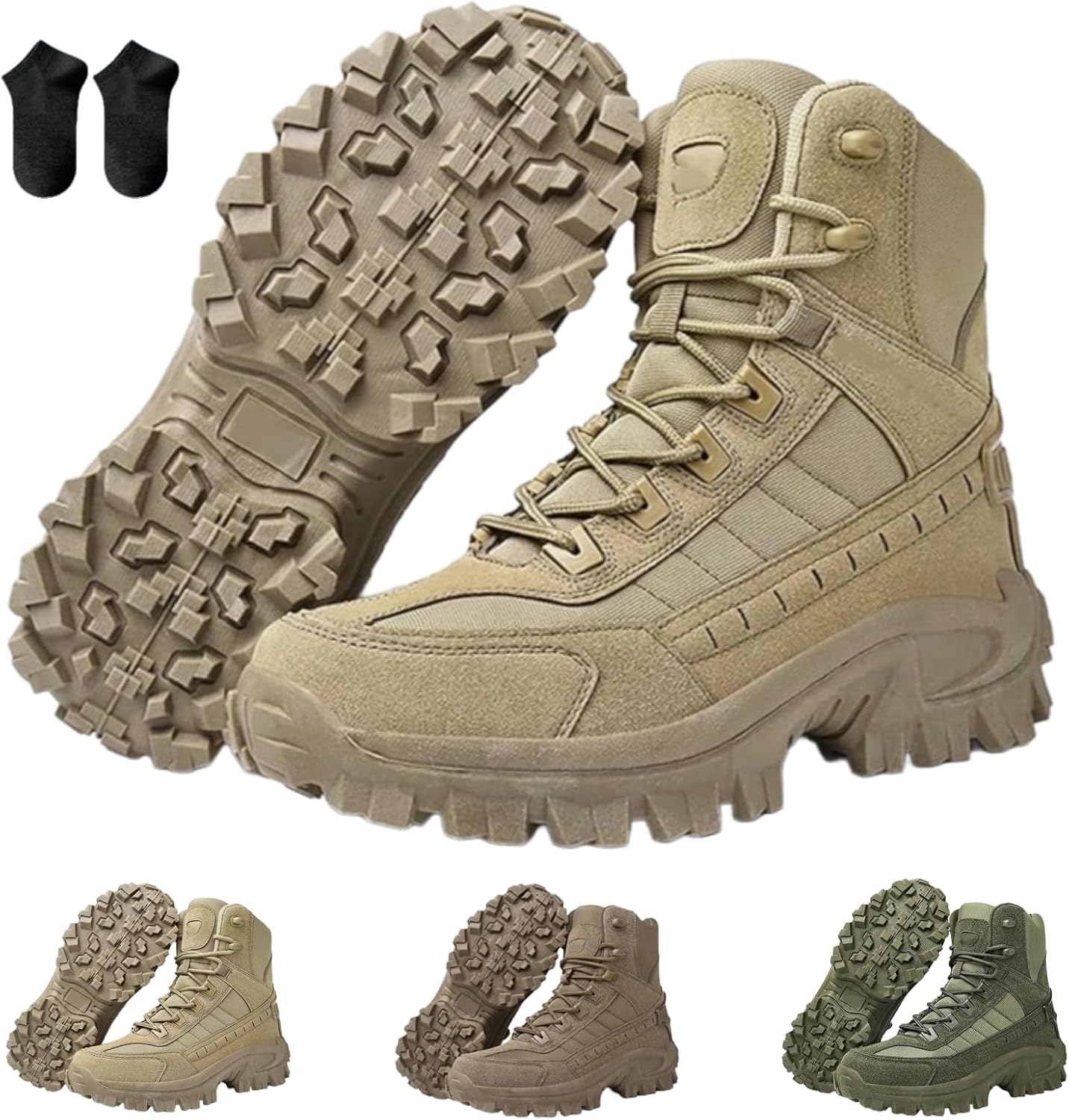 

Мужские ортопедические защитные ботинки от проколов, водонепроницаемые ботинки для походов против растяжений, легкие тактические боевые ботинки Generic, хаки