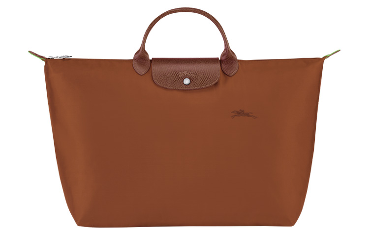 

LONGCHAMP Дорожная сумка Le Pliage из зеленой коровьей кожи, большого размера, женская, коричневого цвета