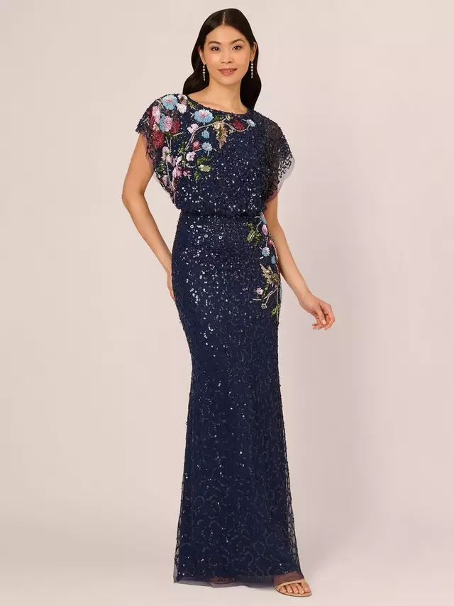 

Платье Adrianna Papell Beaded Mermaid Maxi, цвет midnight/multi