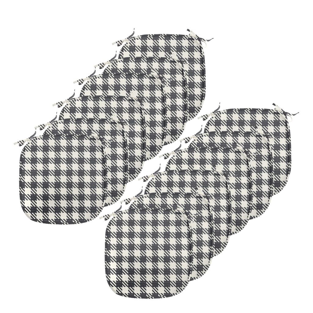 

Подушки на обеденный стул в клетку ABAKUHAUS, мимолетная диагональная полоска, декоративная водонепроницаемая подушка с ремнями для кухонных сидений, 40 см x 40 см — упаковка из 12 шт., цвет «Белый кока-серый»