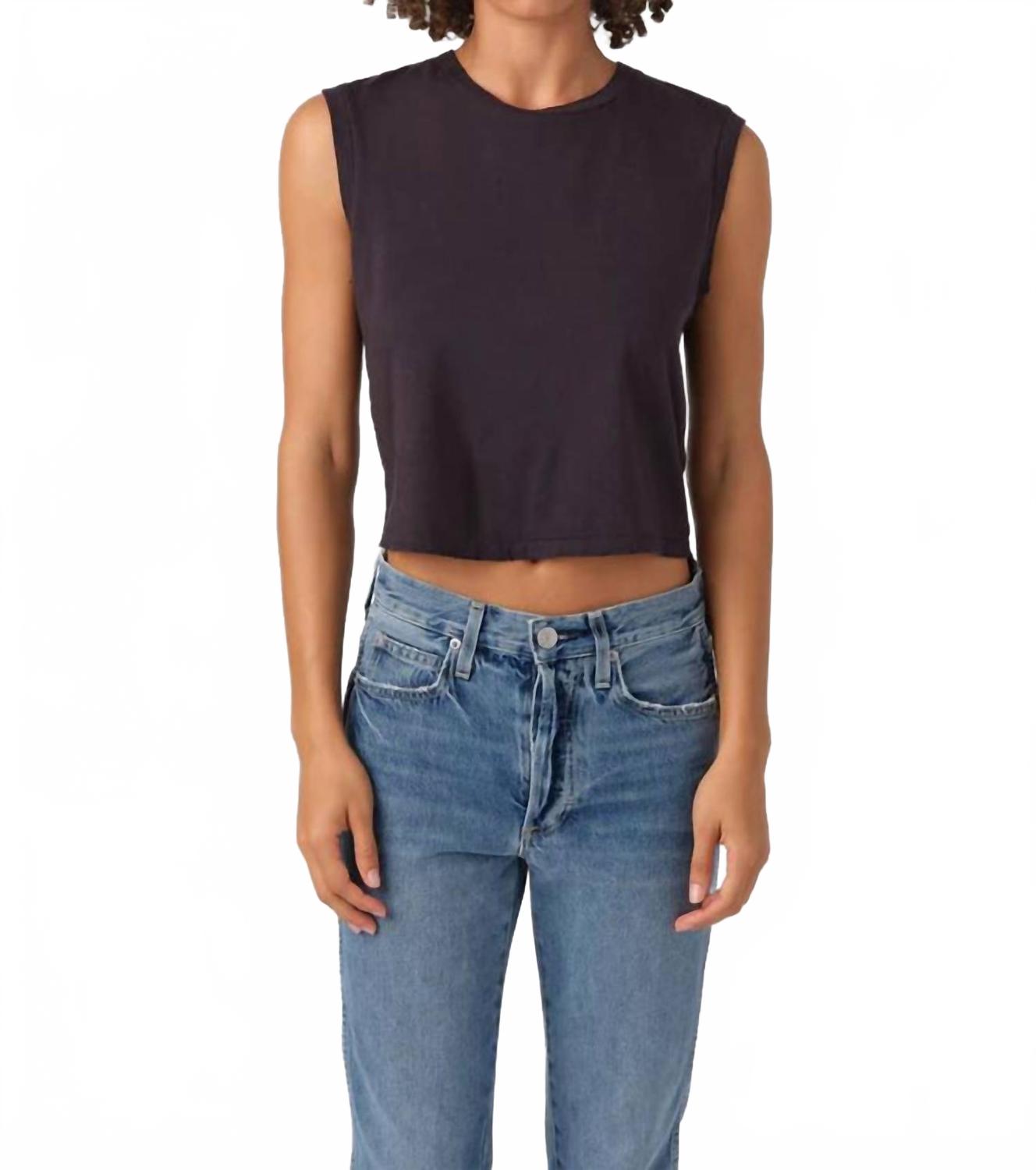 

Джинсовый топ без рукавов в винтажном черном цвете AMO