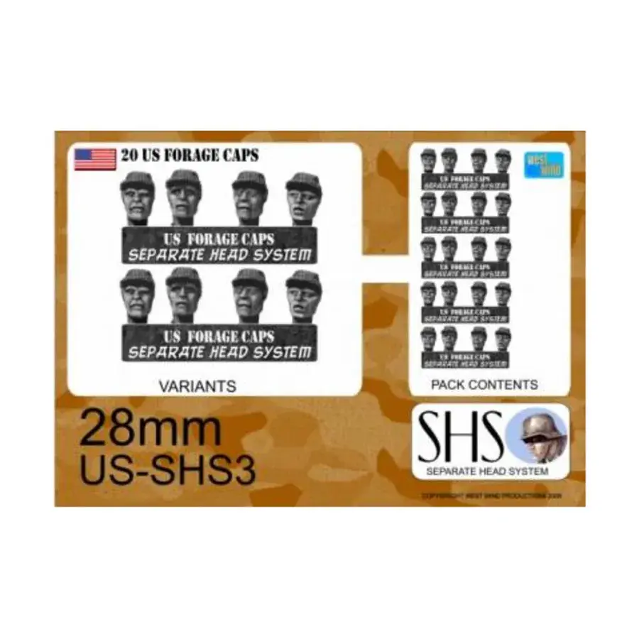 

Головы США в пилотках, Berlin or Bust WWII Miniatures - Separate Heads System (28mm)