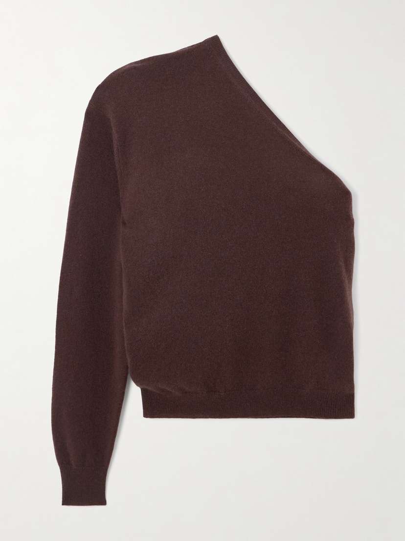 

Свитер на одно плечо из смеси шерсти и кашемира Allude, коричневый