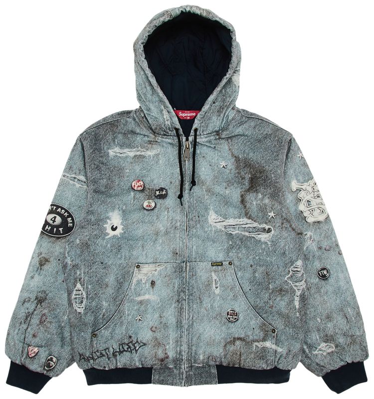 

Куртка Supreme HJR Trompe L'oeil Hooded Work Jacket 'Blue', синий