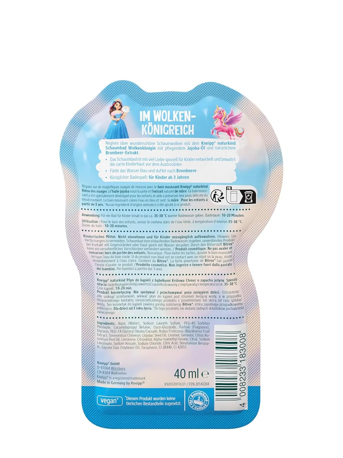 Детская пена для ванны Kneipp Naturkind Cloud Queen с ароматом ежевики, 12 х 40 мл Kneipp — фото 3