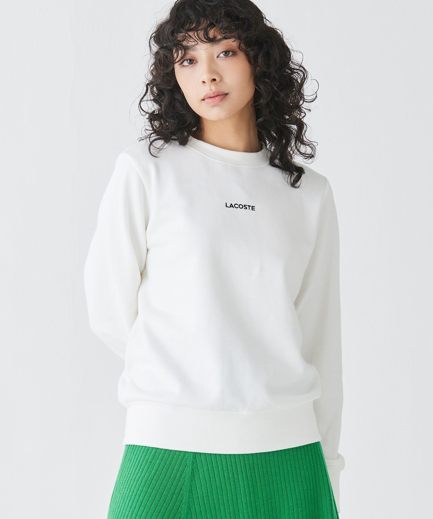 Толстовка LACOSTE с круглым вырезом и вышитым логотипом, белая