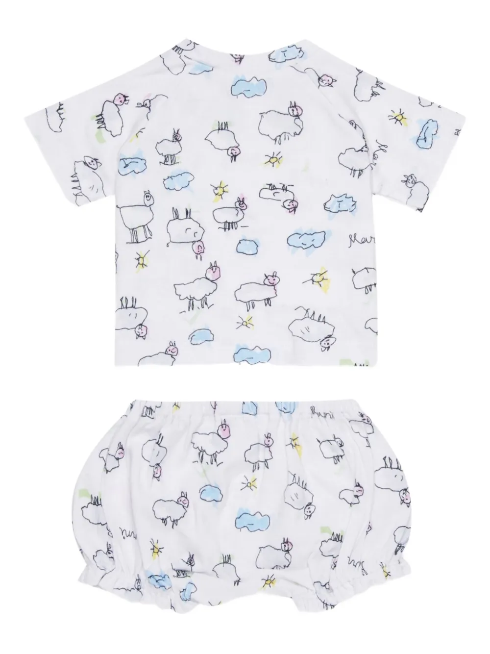 Комплект из рубашки и шортов с принтом Marni Kids, белый — фото 2