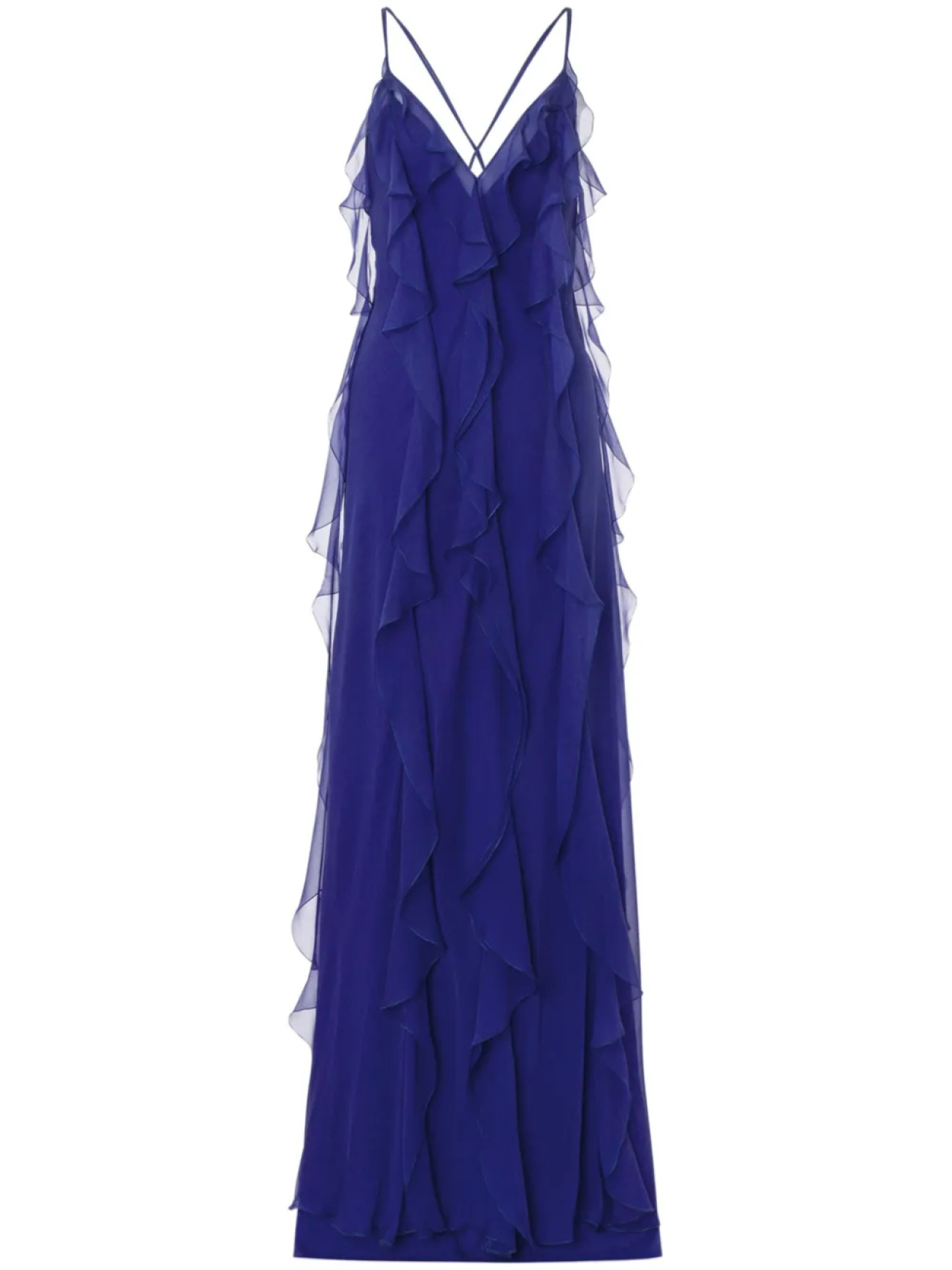 

Платье макси с оборками Alberta Ferretti, синий
