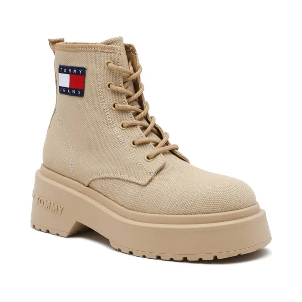 

Фестивальные ботильоны на платформе Tjw со шнуровкой и добавлением кожи Tommy Hilfiger, бежевый