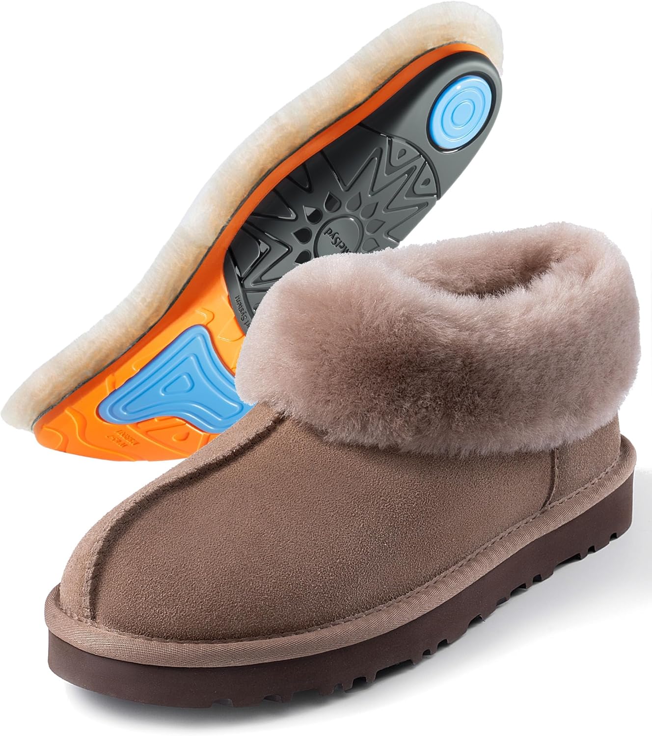 

MelSyd 100 австралийские тапочки из овчины с поддержкой свода стопы - теплые и сверхмягкие термоменюсли-мокасины на каждый день для женщин и мужчин, для дома и улицы Mel&Syd, коричневый