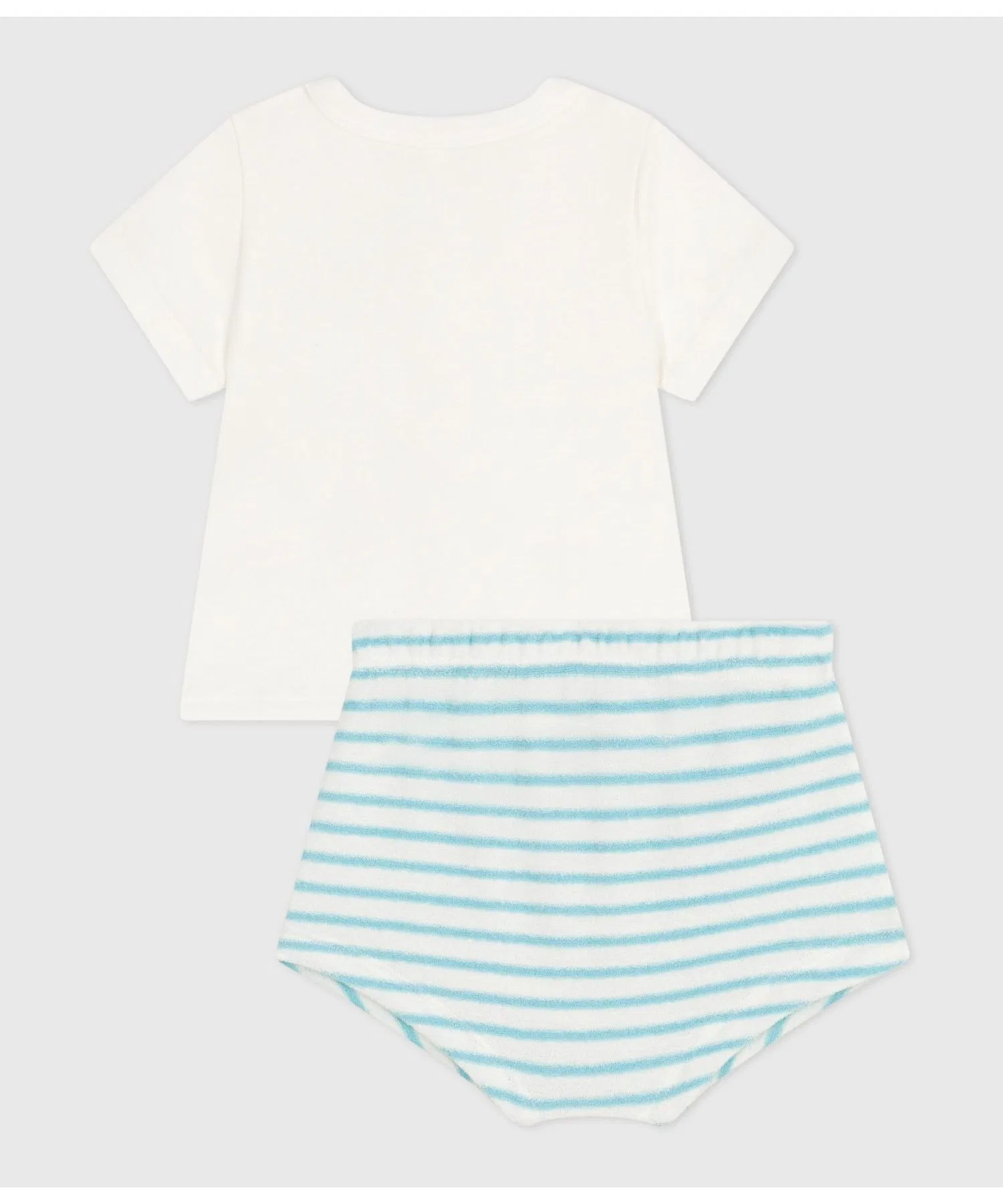 Детский комплект из хлопка Petit Bateau белый с синим — фото 3