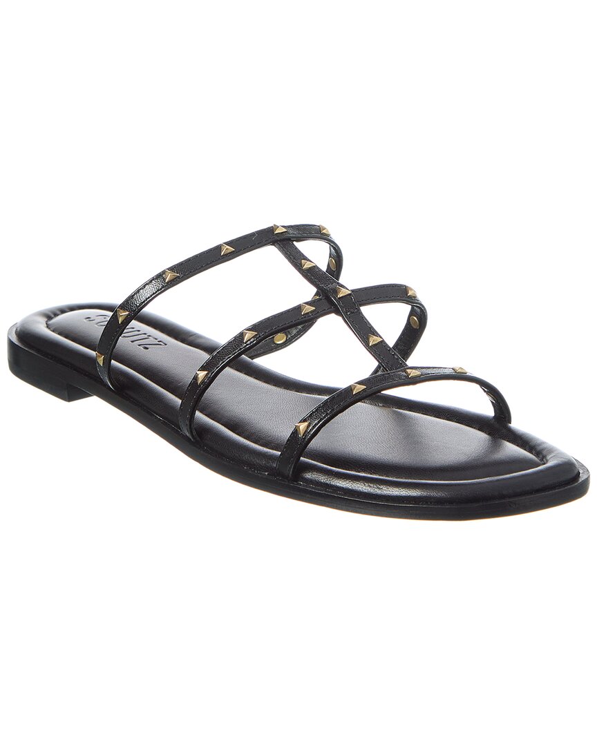 SCHUTZ Lydia Flat Leather Sandal, черный