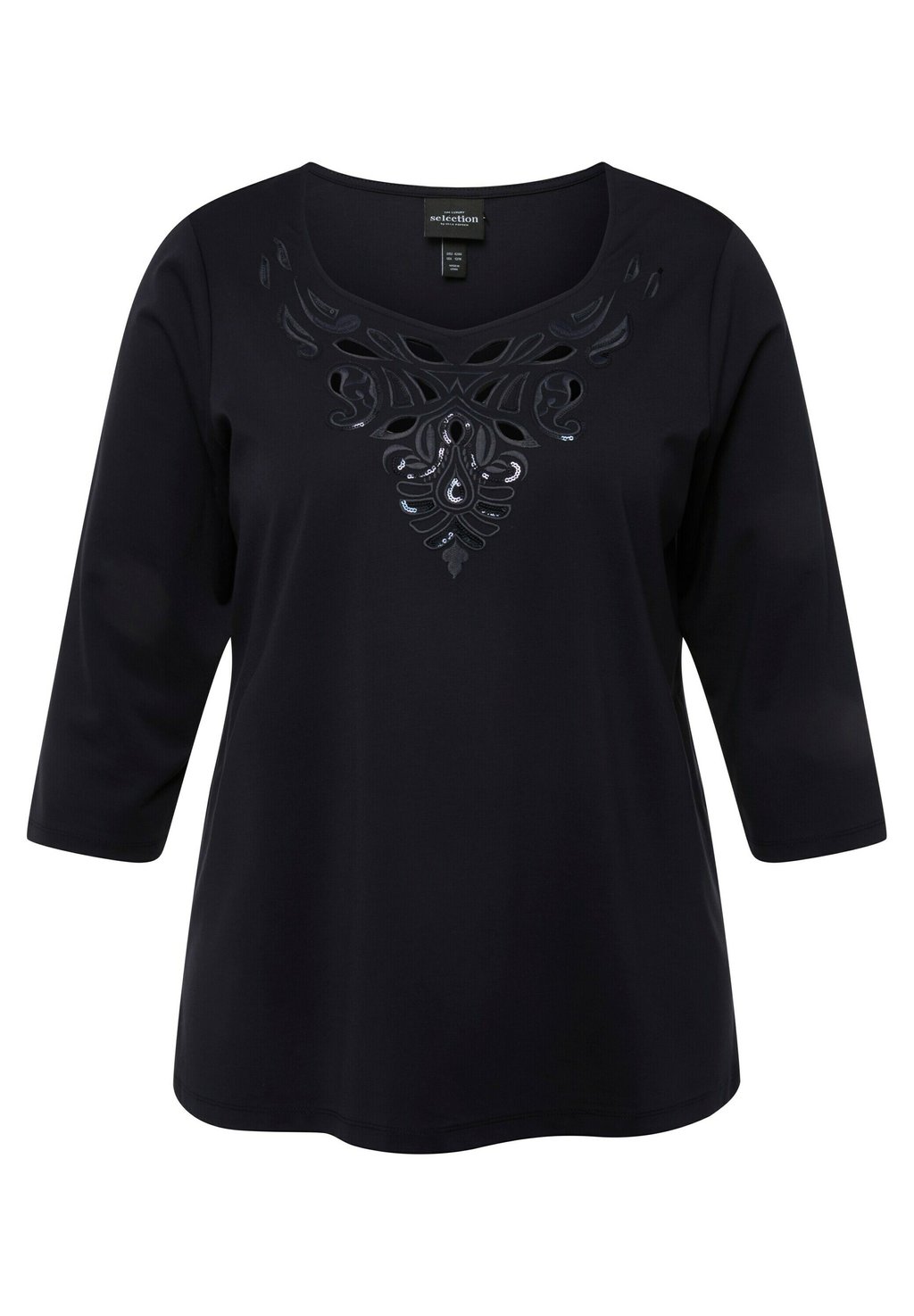 

Блуза CUTOUT NECKLINE 3/4 SLEEVE TEE Ulla Popken, темно-синий