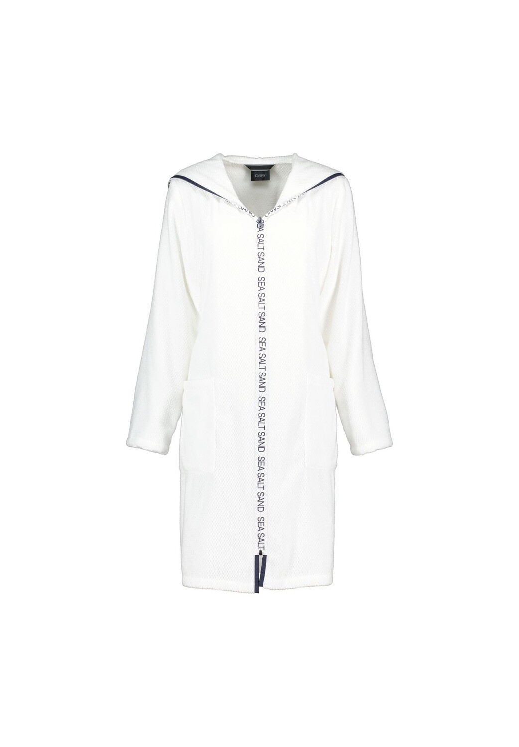 

Халат женский на молнии с капюшоном Sea Salt Sand 3101 белый - 600 Cawö