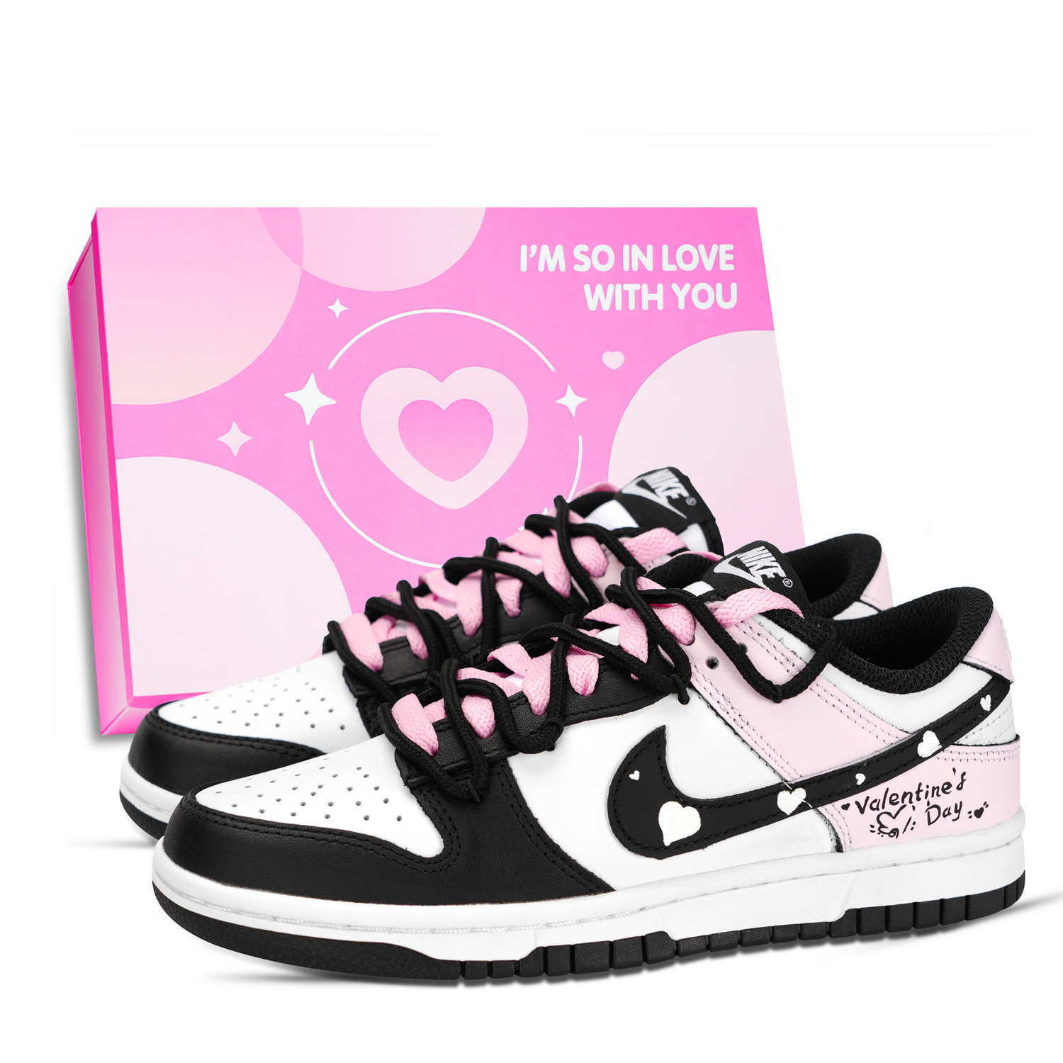 

Nike Кроссовки Dunk Black White Valentinesday Slip Resistant Abrasion Resistant low top unisex pink