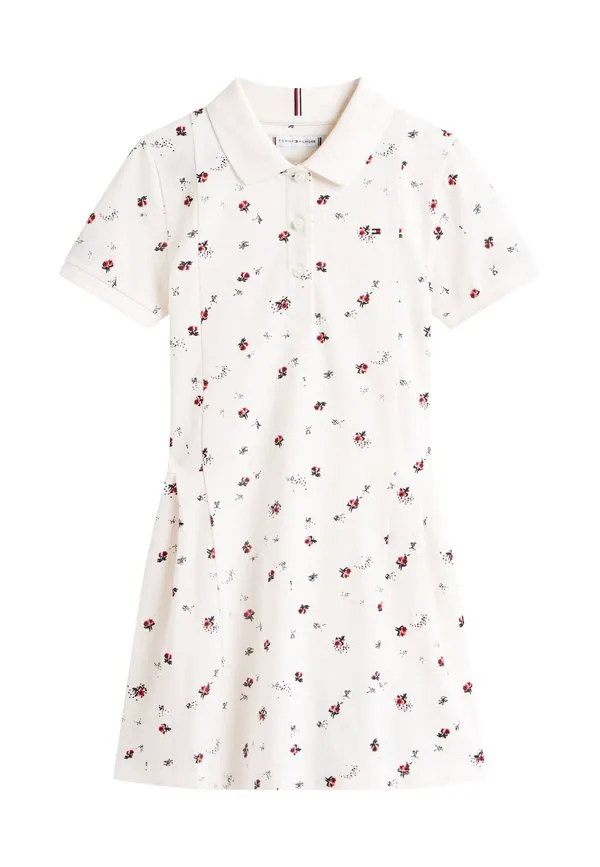 Базовое плиссированное поло с короткими рукавами, повседневное платье Tommy Hilfiger, White — фото 3