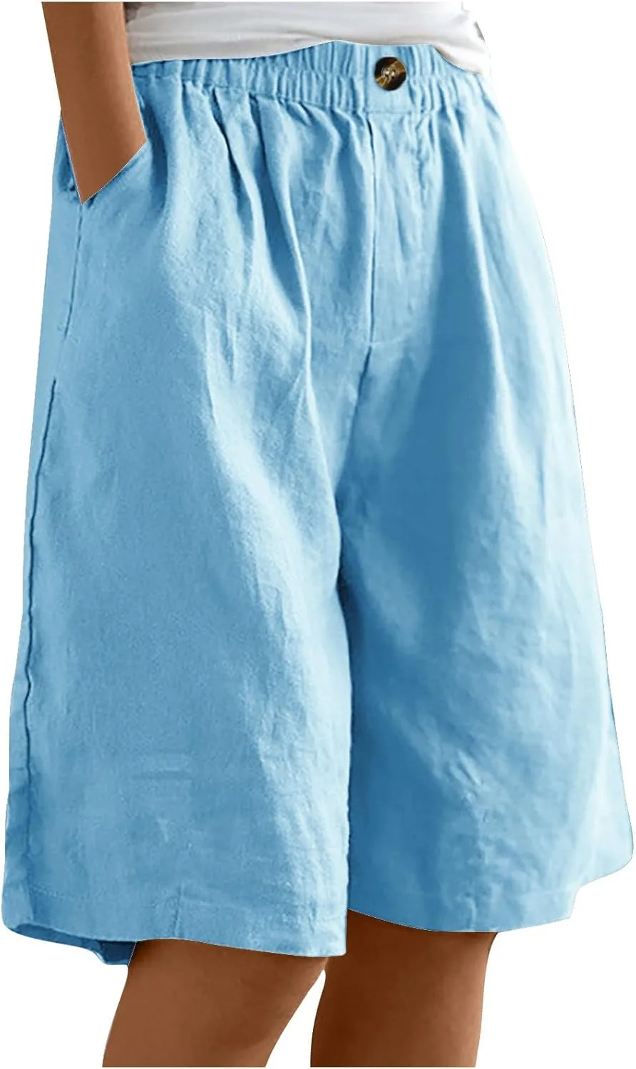 

Женские бермуды 2026 с эластичным поясом и карманами