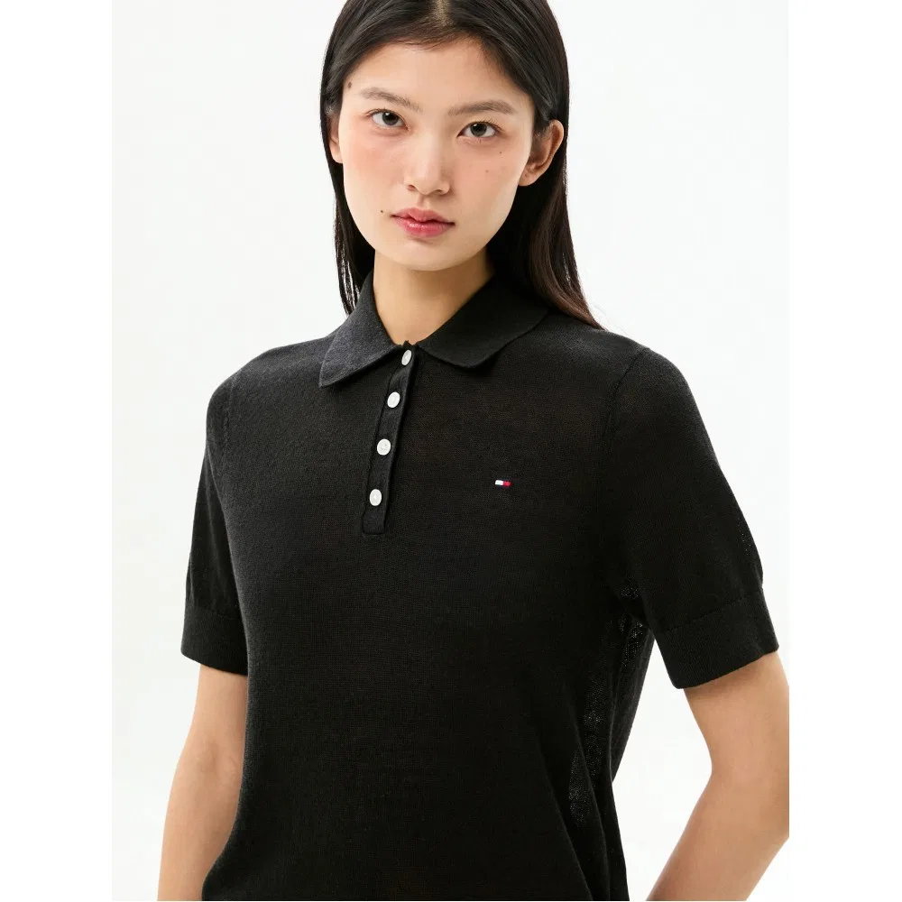 Женский свитер поло из смесового льна чёрный от Tommy Hilfiger Women — фото 4