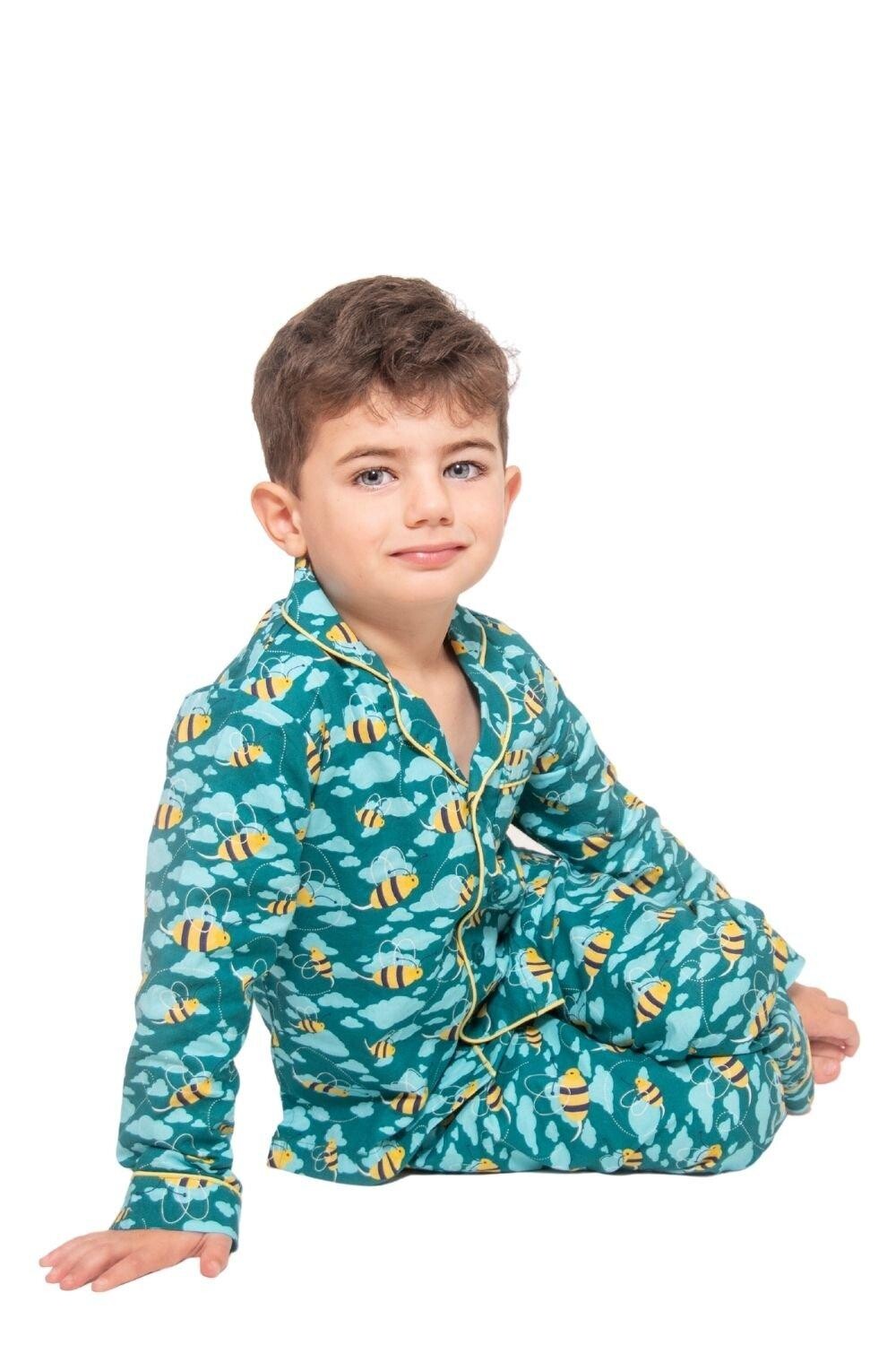 

Пижама на пуговицах Busy Bees из органического хлопка Luca and Rosa, синий