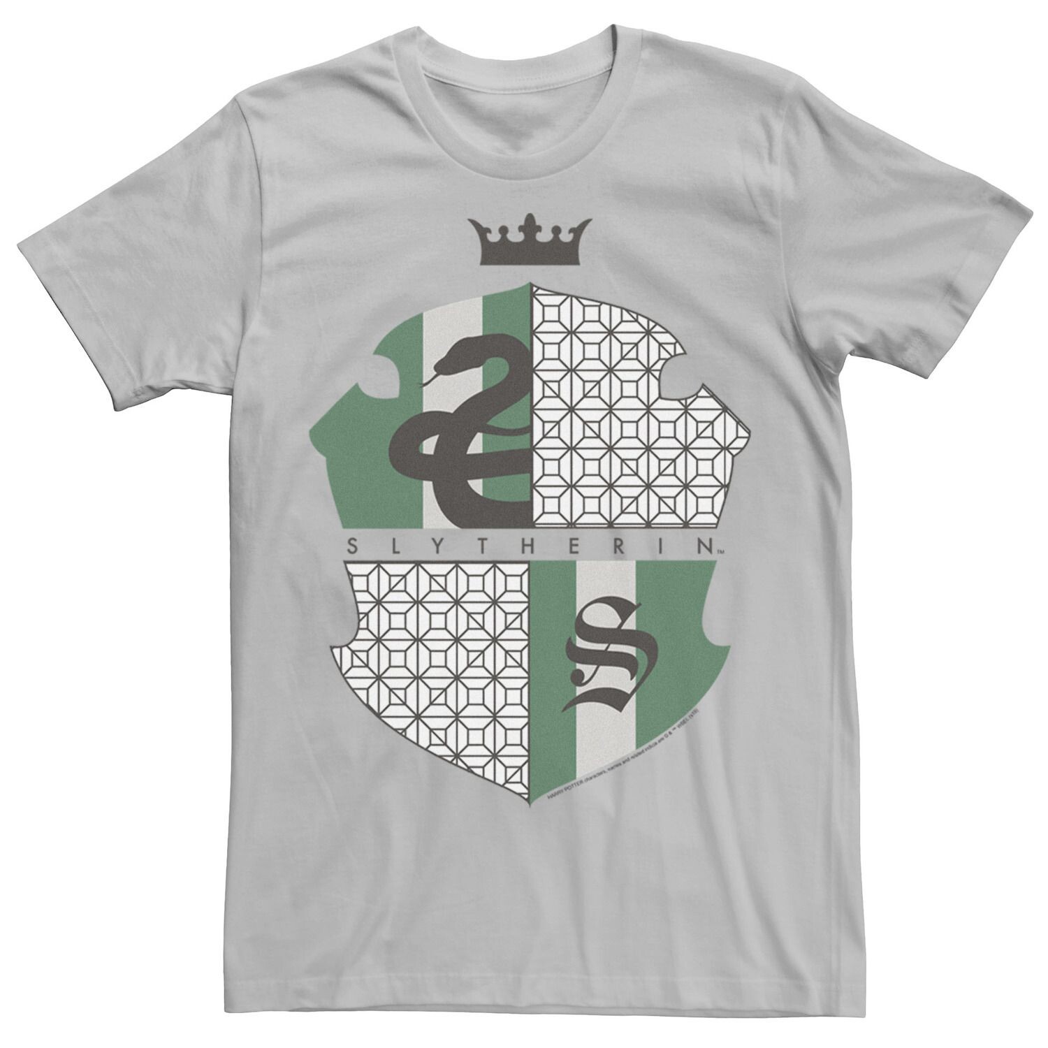 

Мужская футболка Deathly Hallows 2 Slytherin Shield Harry Potter, серебристый