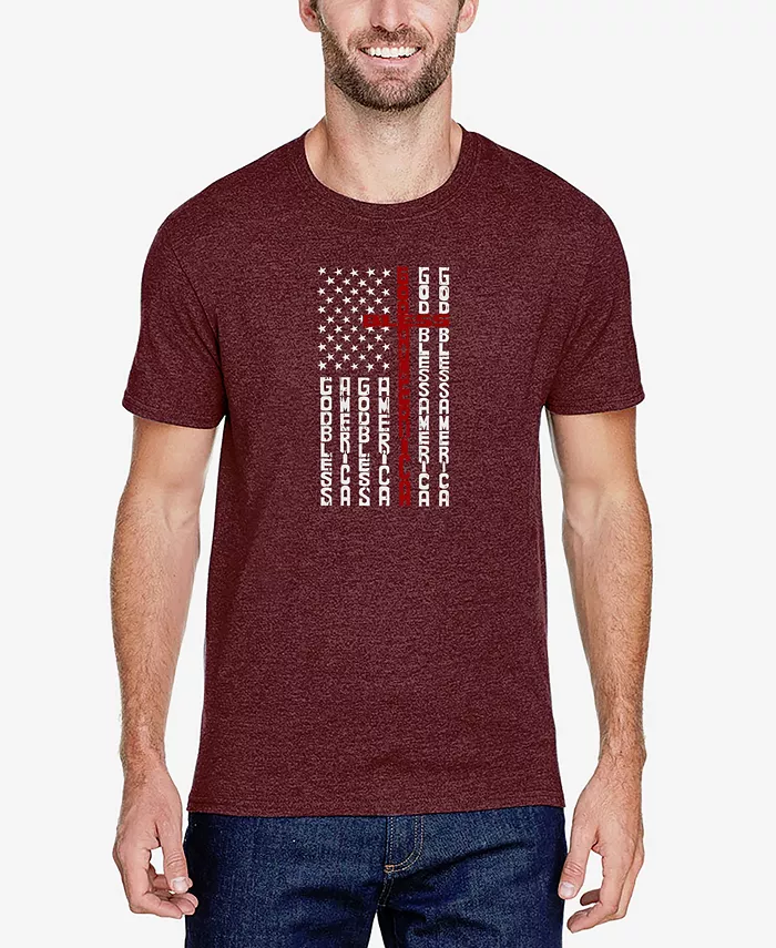 

Мужская футболка Premium Blend с принтом Cross Flag и Word Art LA Pop Art, красный