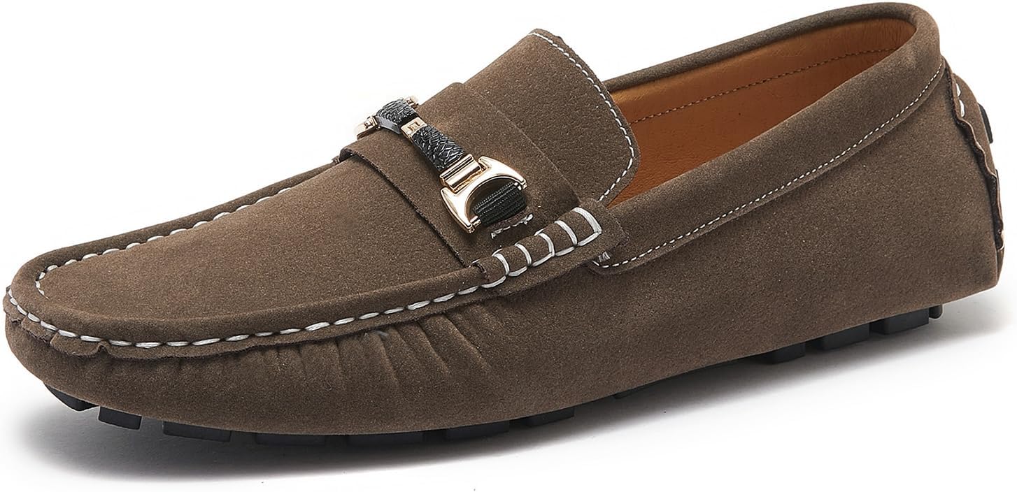 

Мужские мокасины Dacnakby для вождения из замши с белой линией, слипоны, повседневные туфли на плоской подошве