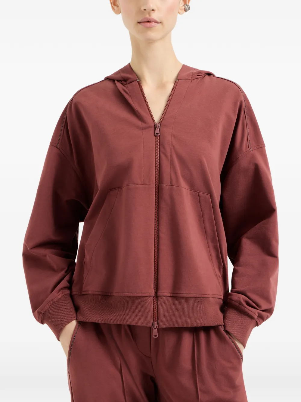 Толстовка на молнии Brunello Cucinelli, красный — фото 3