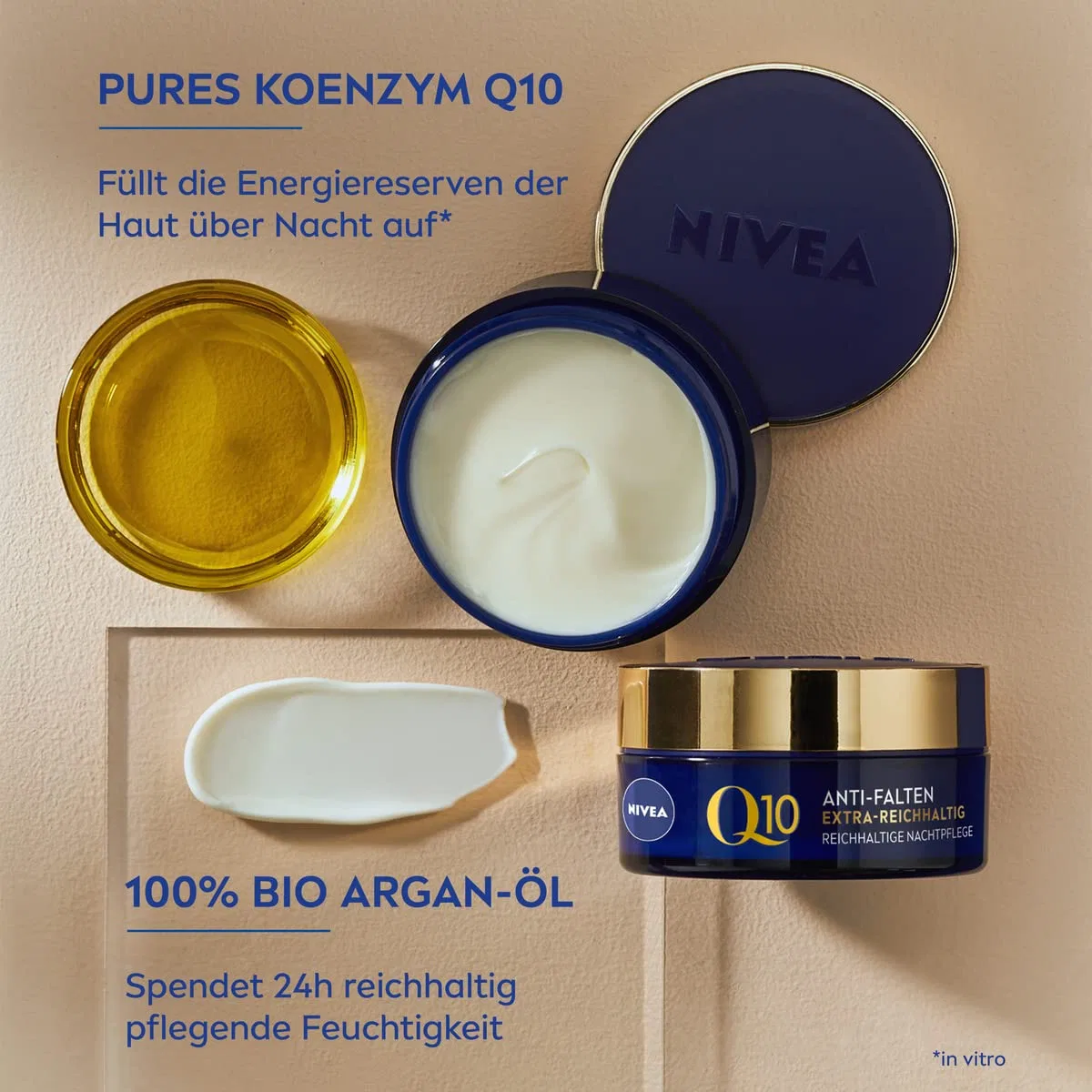 Крем для лица Nivea — Экстра-насыщенный ночной против морщин Q10 от, 50 мл — фото 3