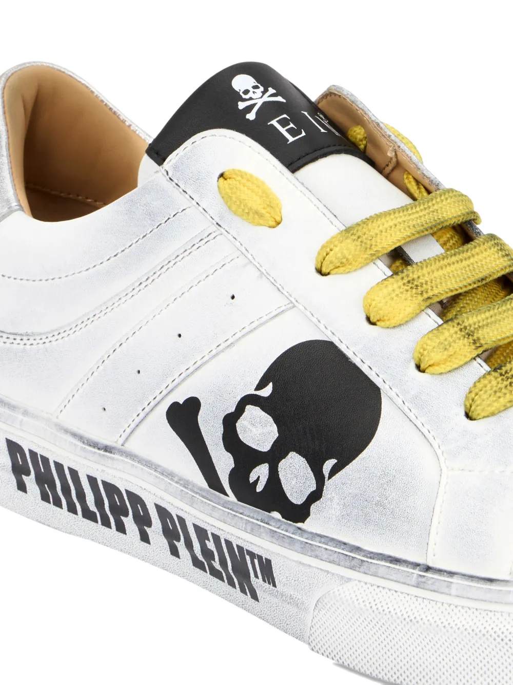 Кожаные кеды с низким верхом Skull Philipp Plein, белый — фото 4