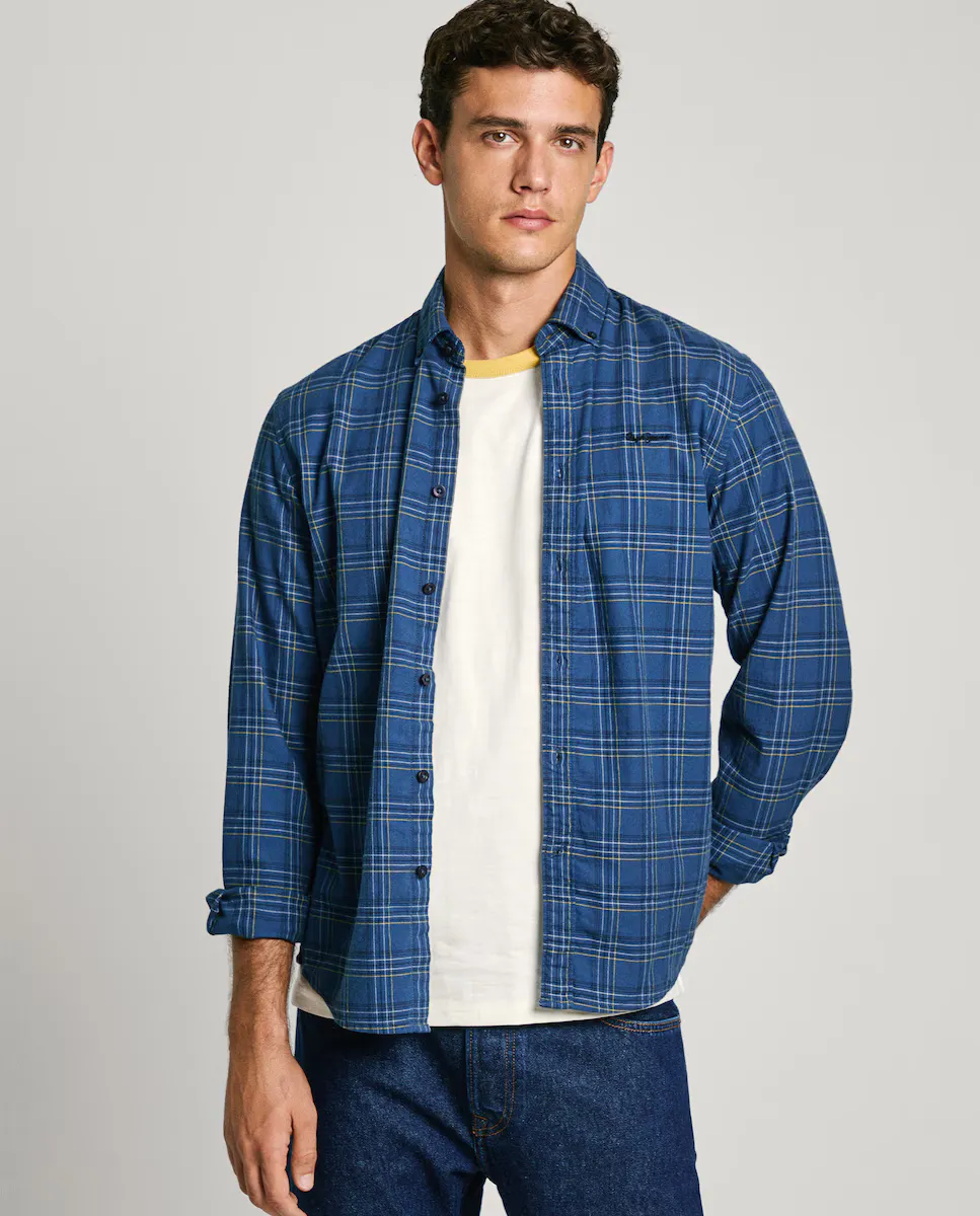 

Мужская рубашка прямого кроя с клетчатым принтом Pepe Jeans, синий