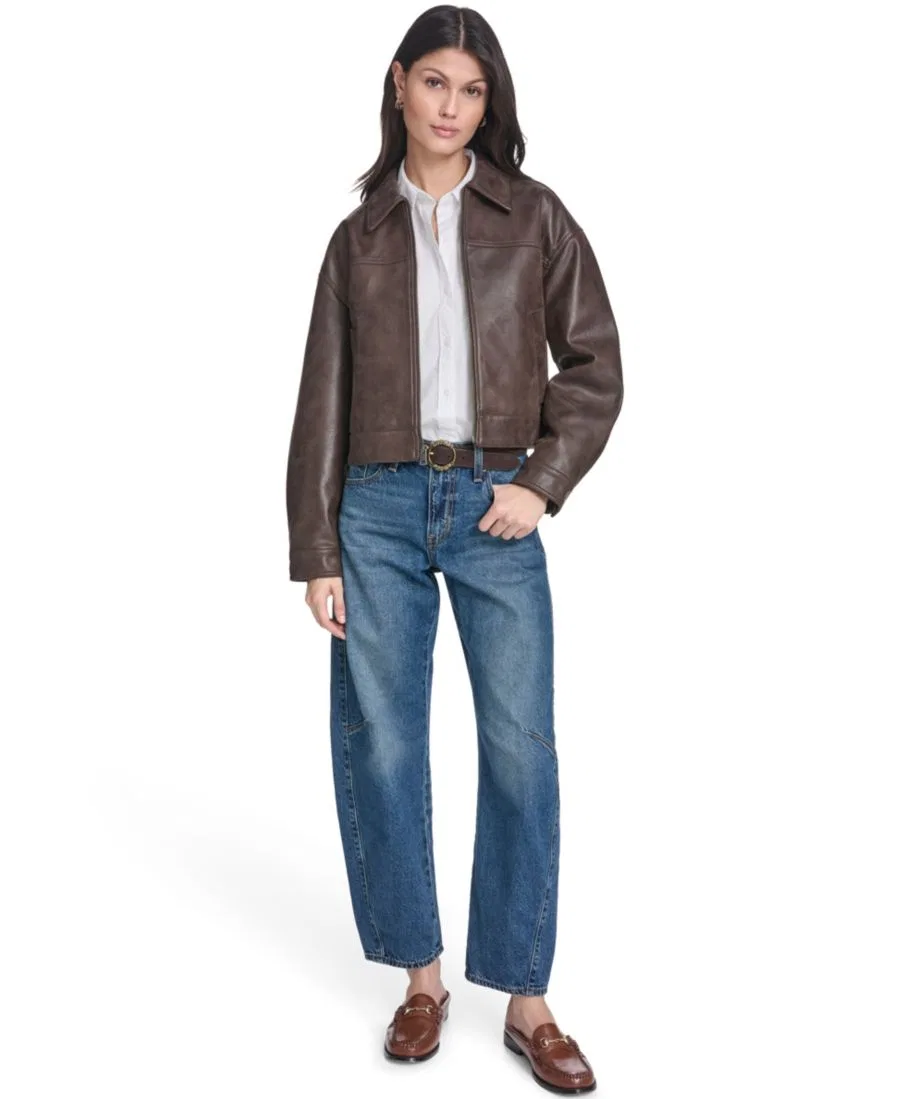 Женская куртка из искусственной замши свободного кроя на молнии спереди Levi'S, коричневый — фото 2