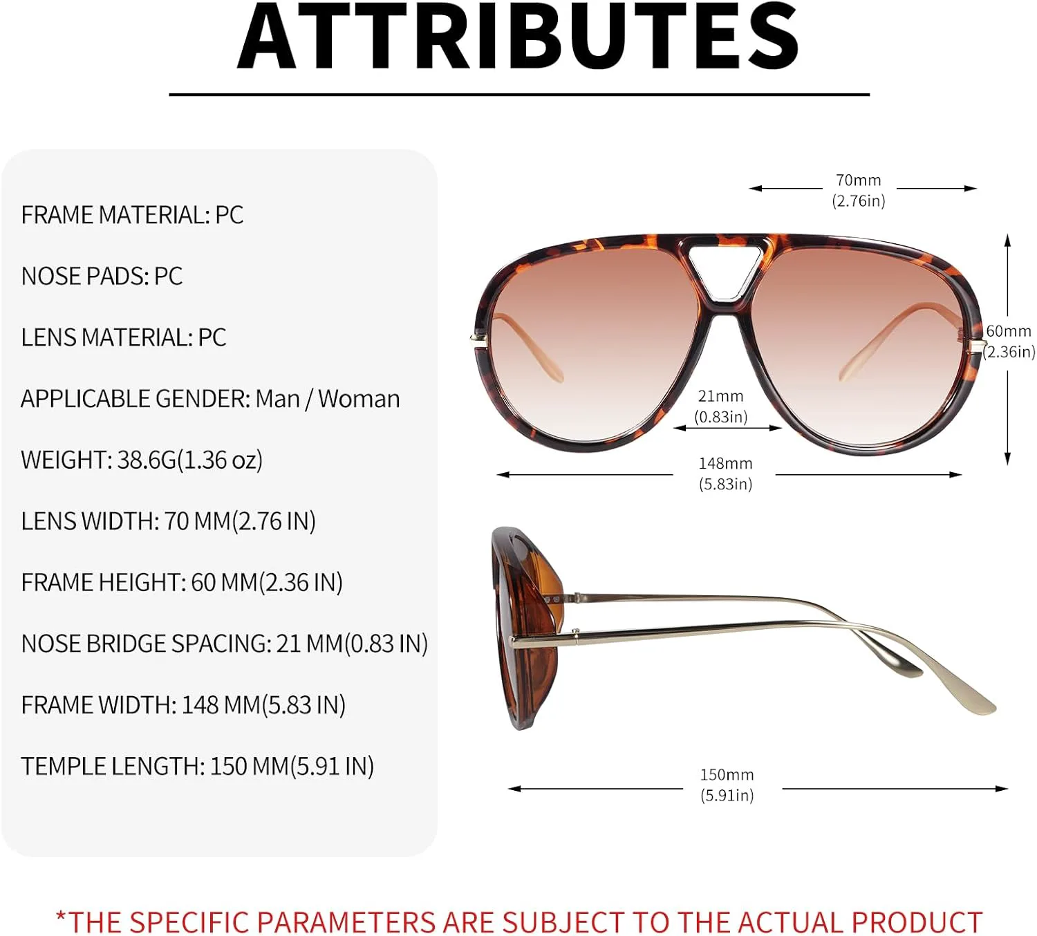 

Большие солнцезащитные очки-авиаторы в стиле ретро-винтаж для женщин и мужчин. Модные большие круглые солнцезащитные очки-щит Rtuerfik, Tortoise/Brown Gradient