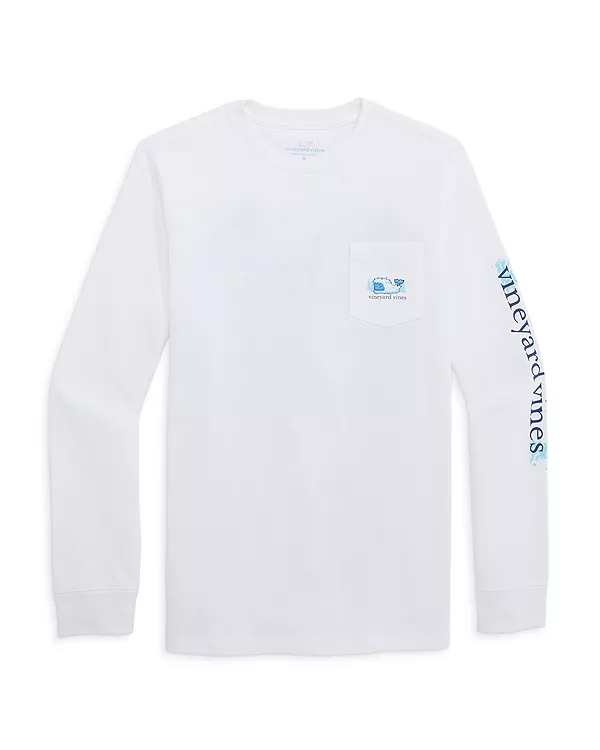 

Детская футболка с карманом, на которой изображен йети - для малышей и взрослых. Vineyard Vines, белый