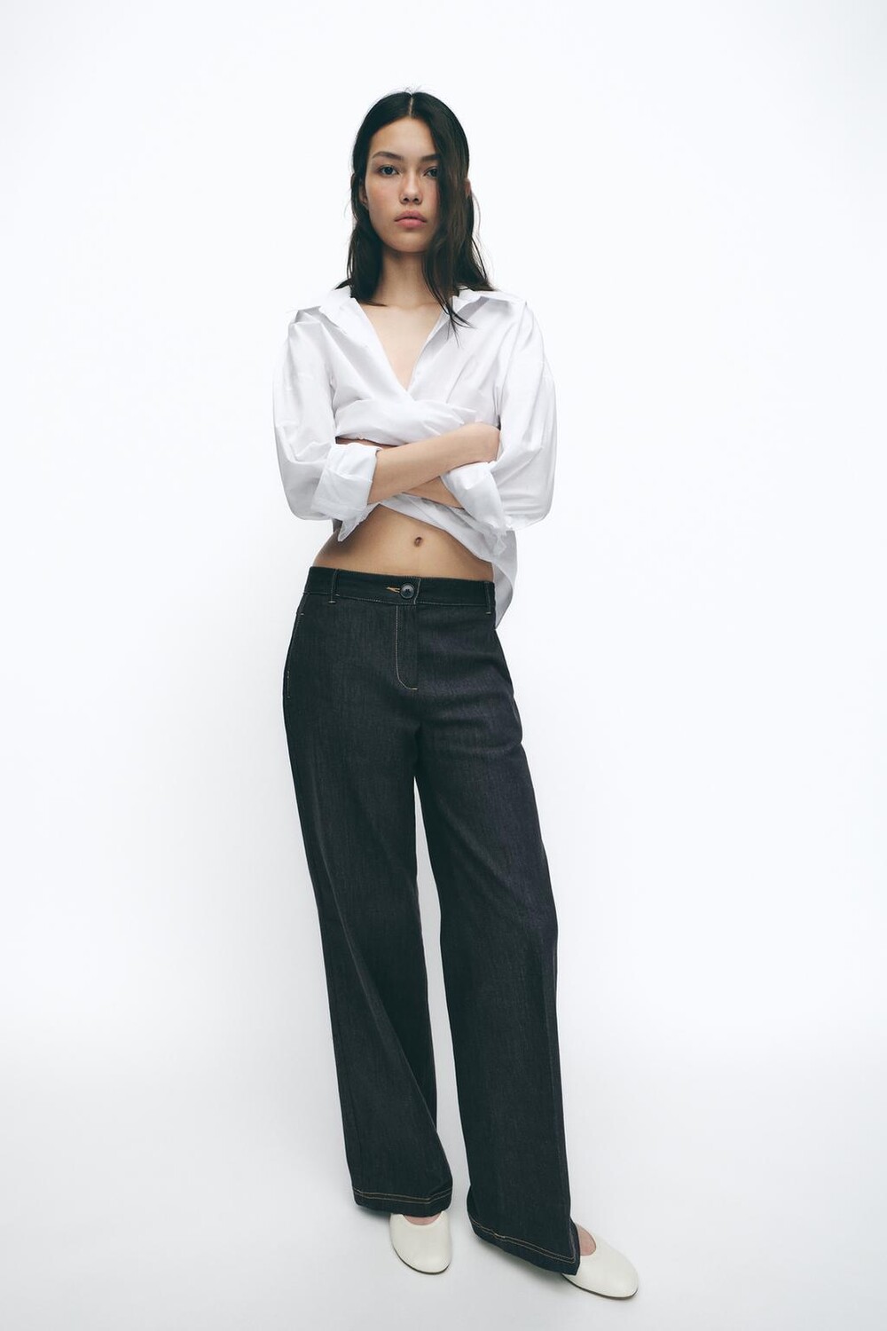 

Брюки буткат ZARA, индиго